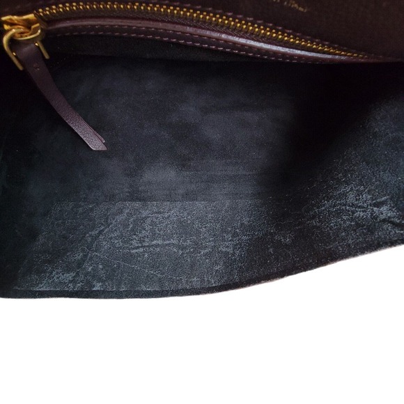 ALC Womens Single Strap Suede Leather Flap Medium Shoulder Handbag Purple - Picture 5 of 10